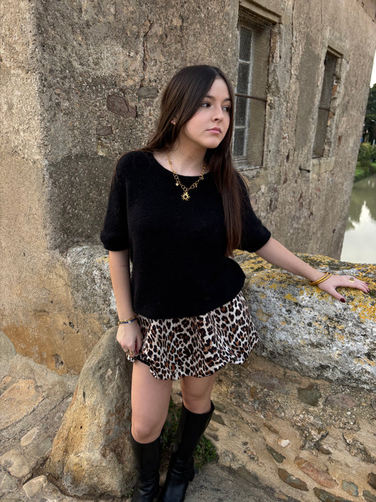 Leopard balloon skirt