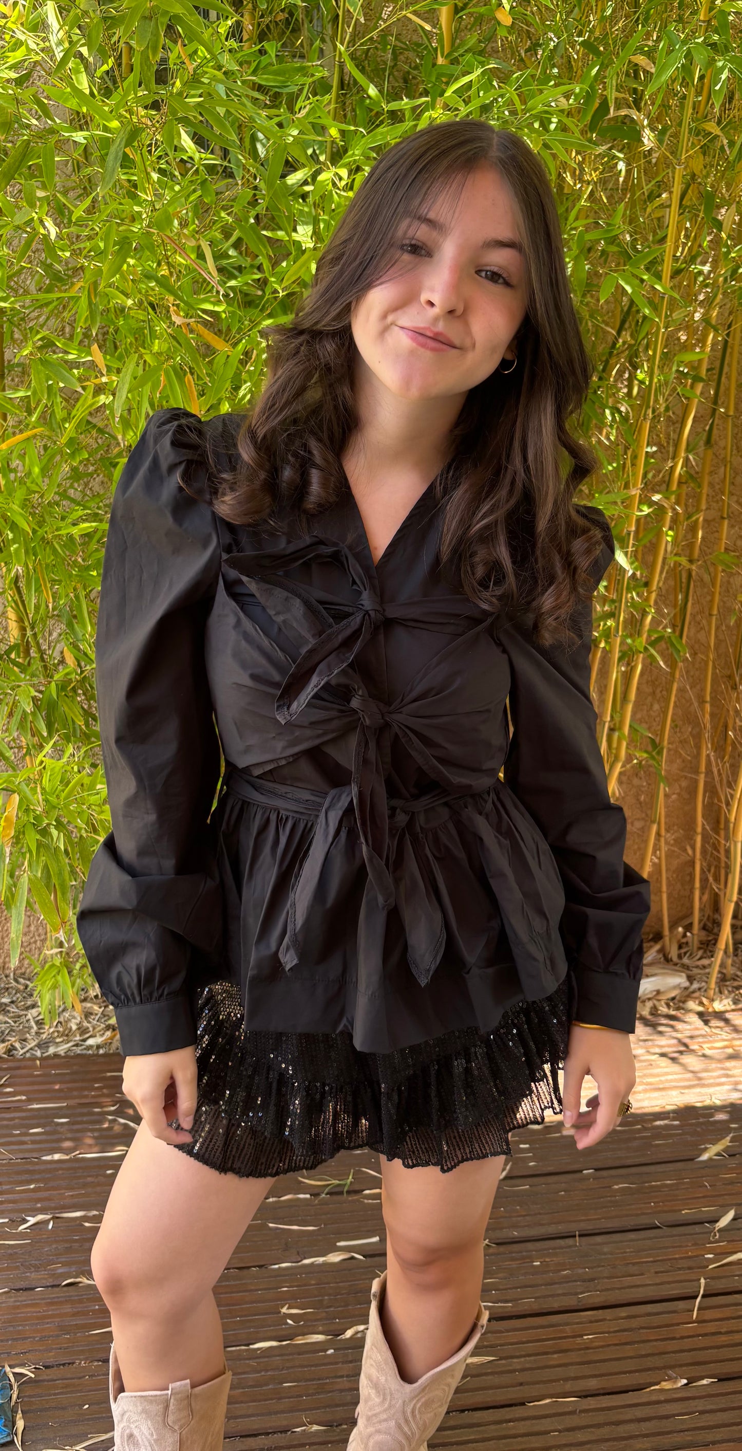 Blouse à noeuds - noire