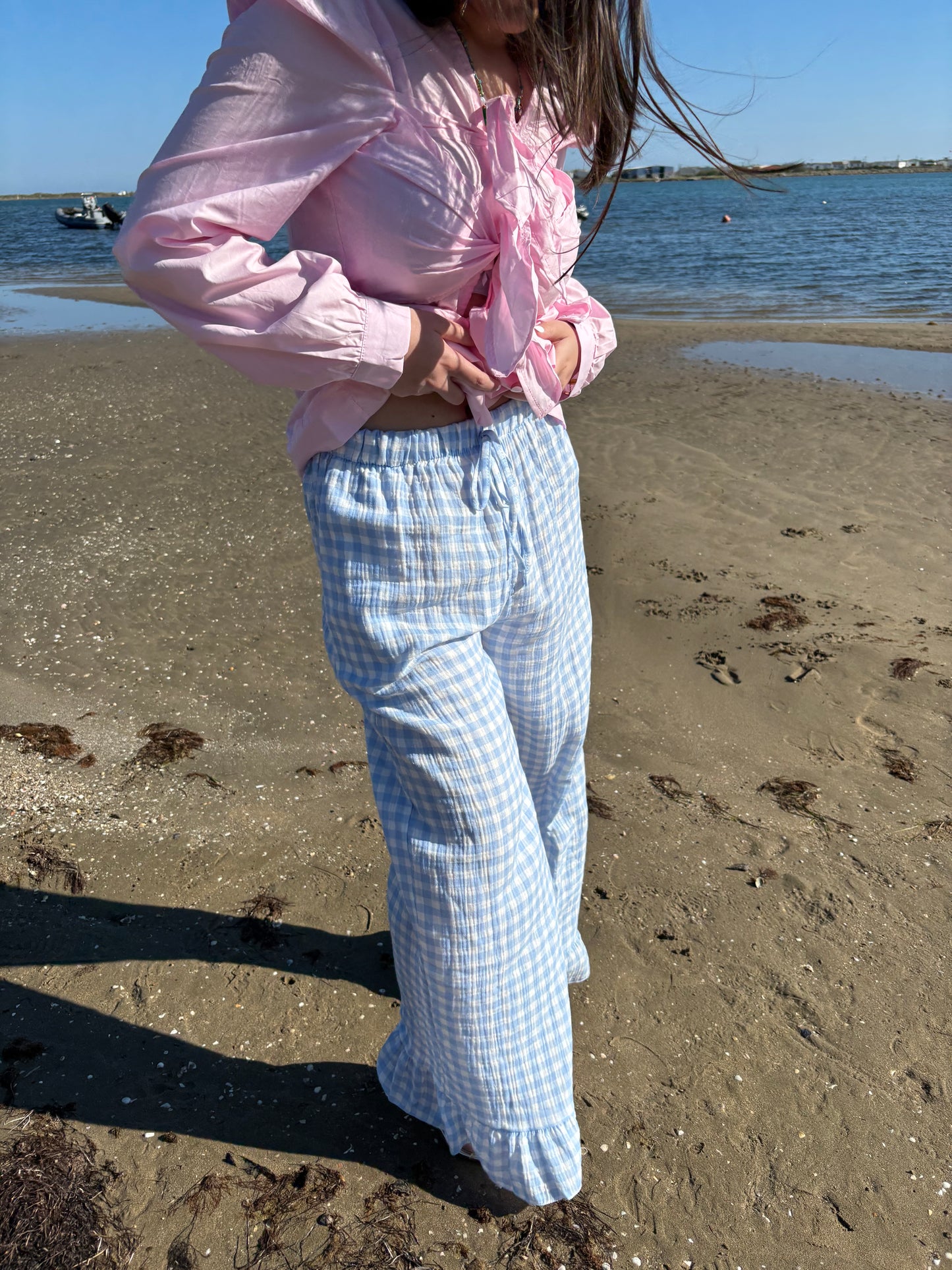 Pantalon vichy - bleu