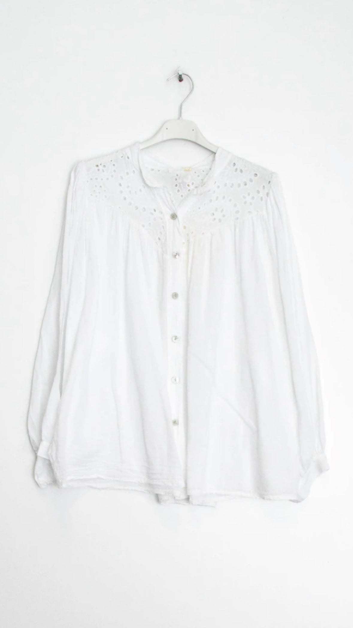 Blouse with white English embroidery