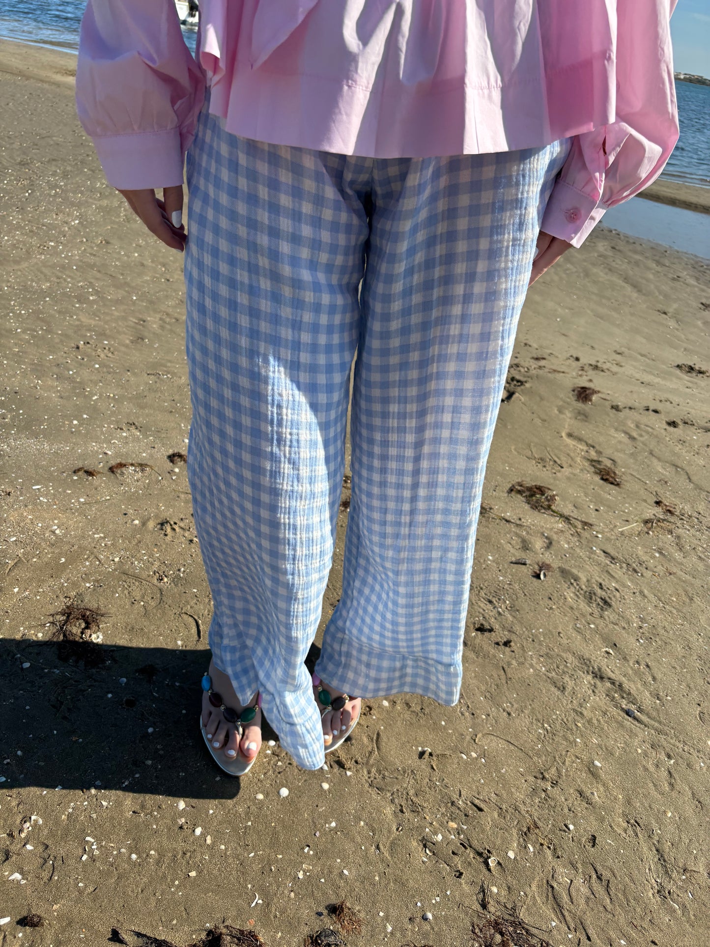 Pantalon vichy - bleu