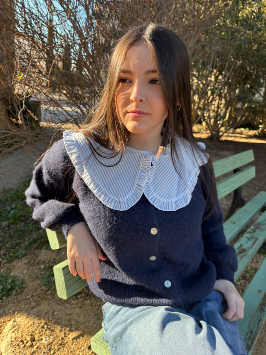 Alpaca navy crew neck vest