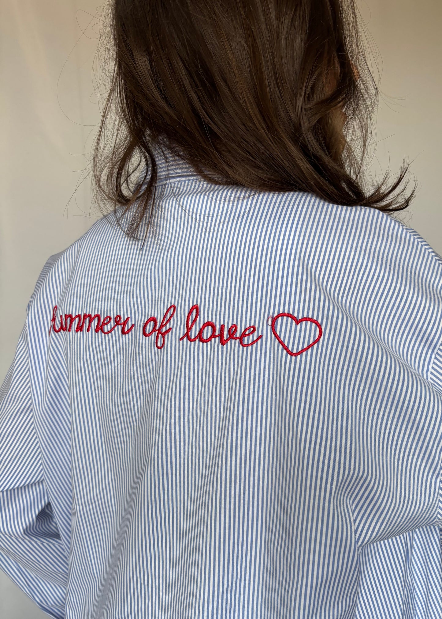 Chemise brodée « summer of love » bleu