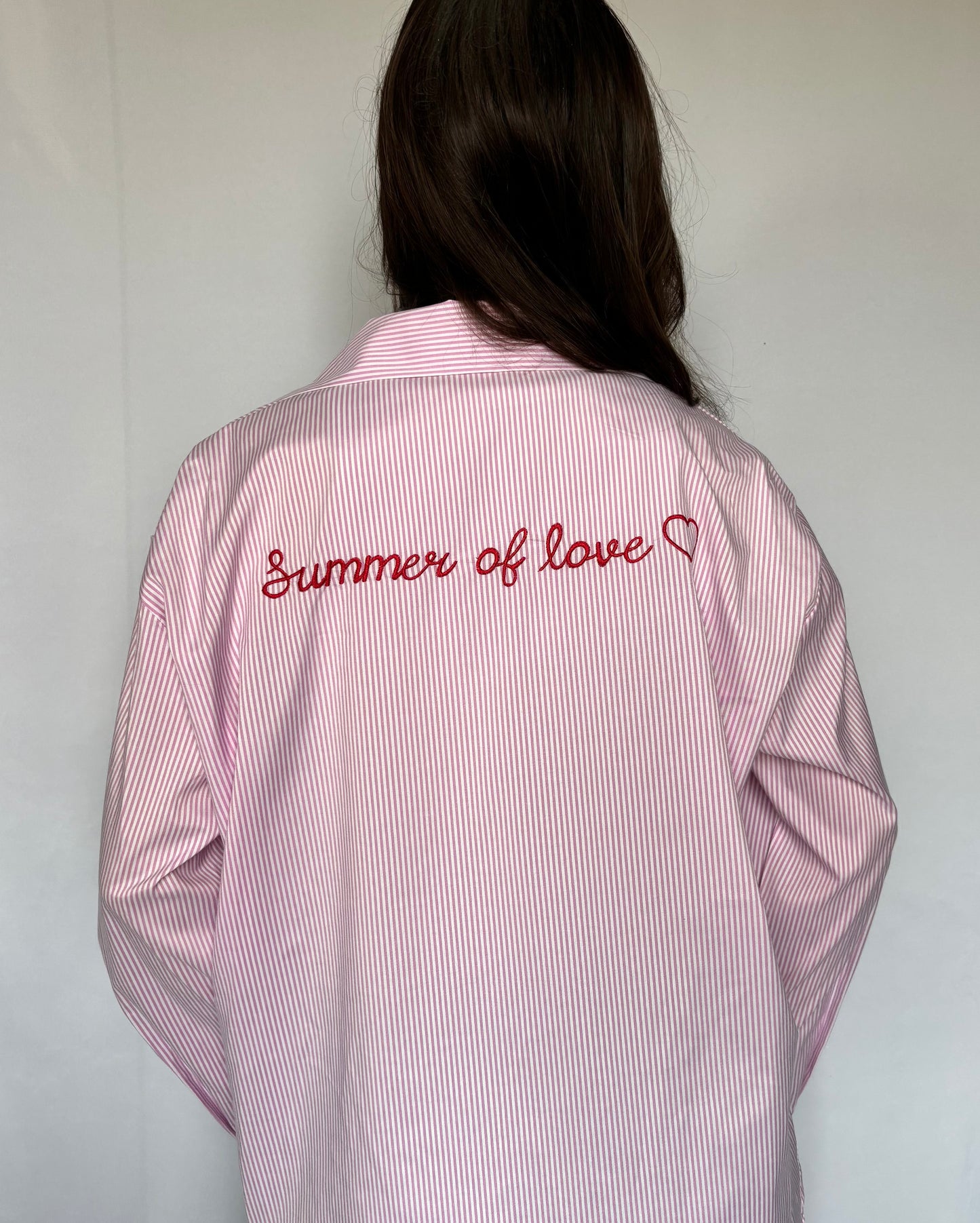 Chemise brodée « summer of love » rose