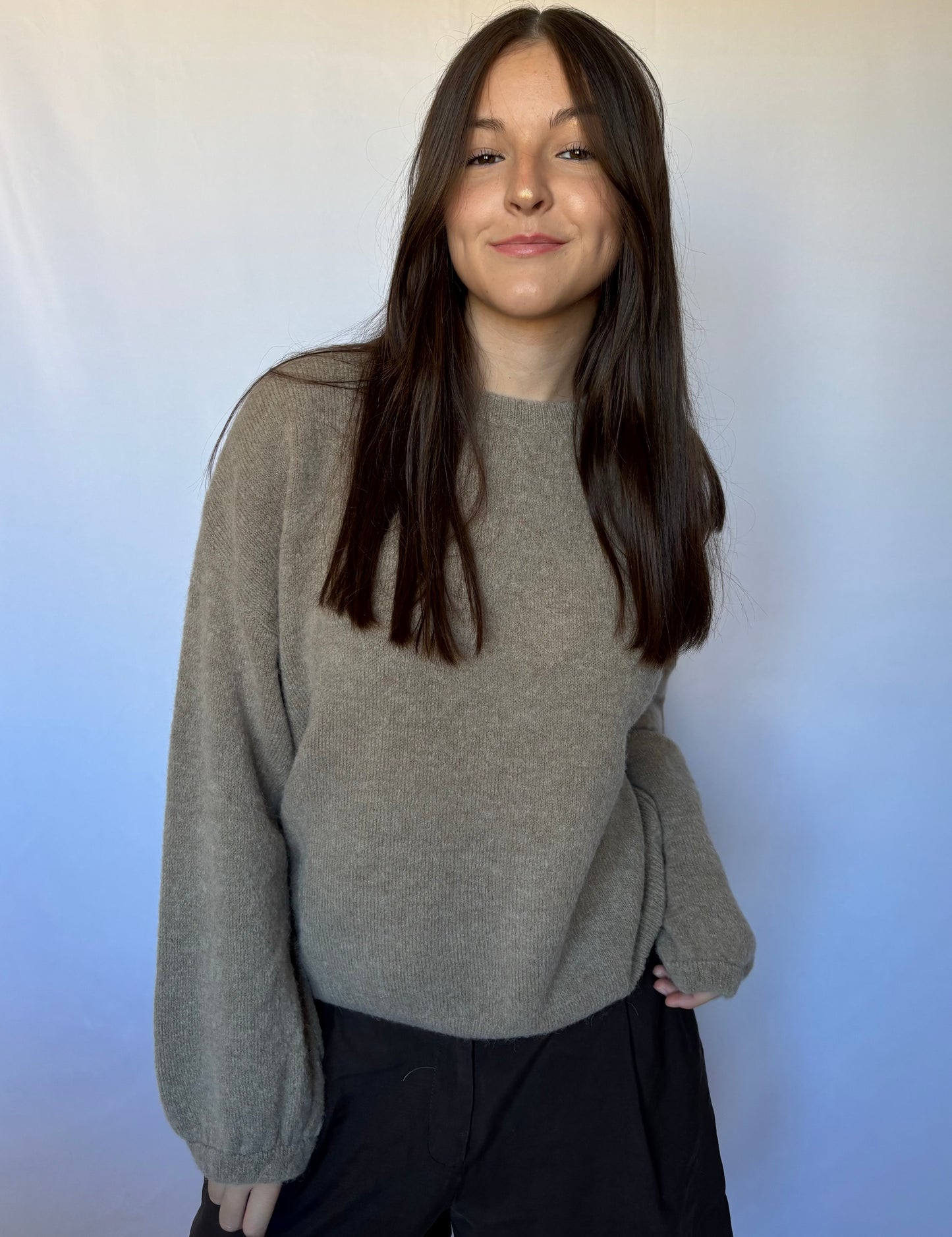 Pull en alpaga et laine mélangé - taupe
