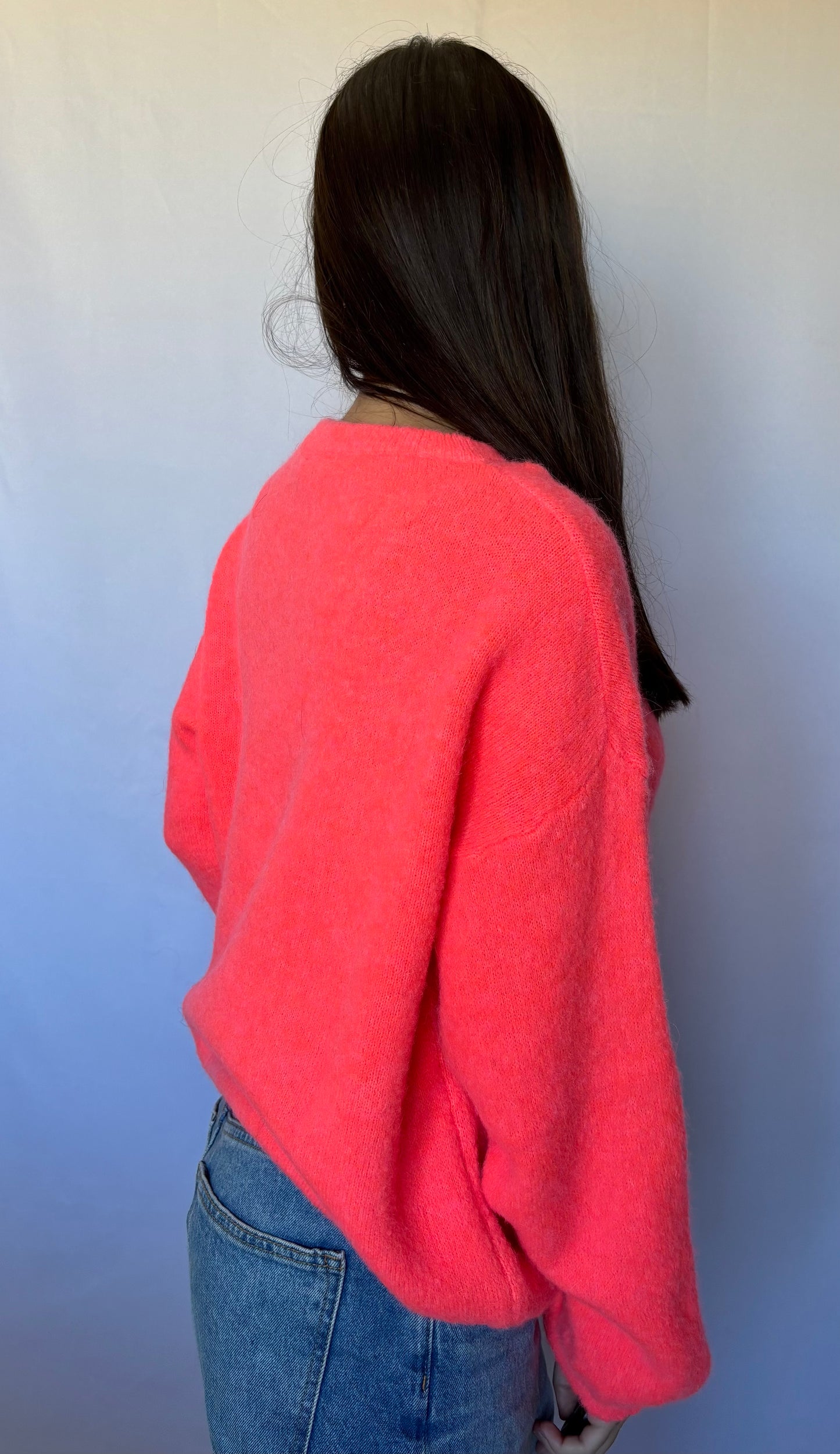 Pull en alpaga et laine mélangé - corail