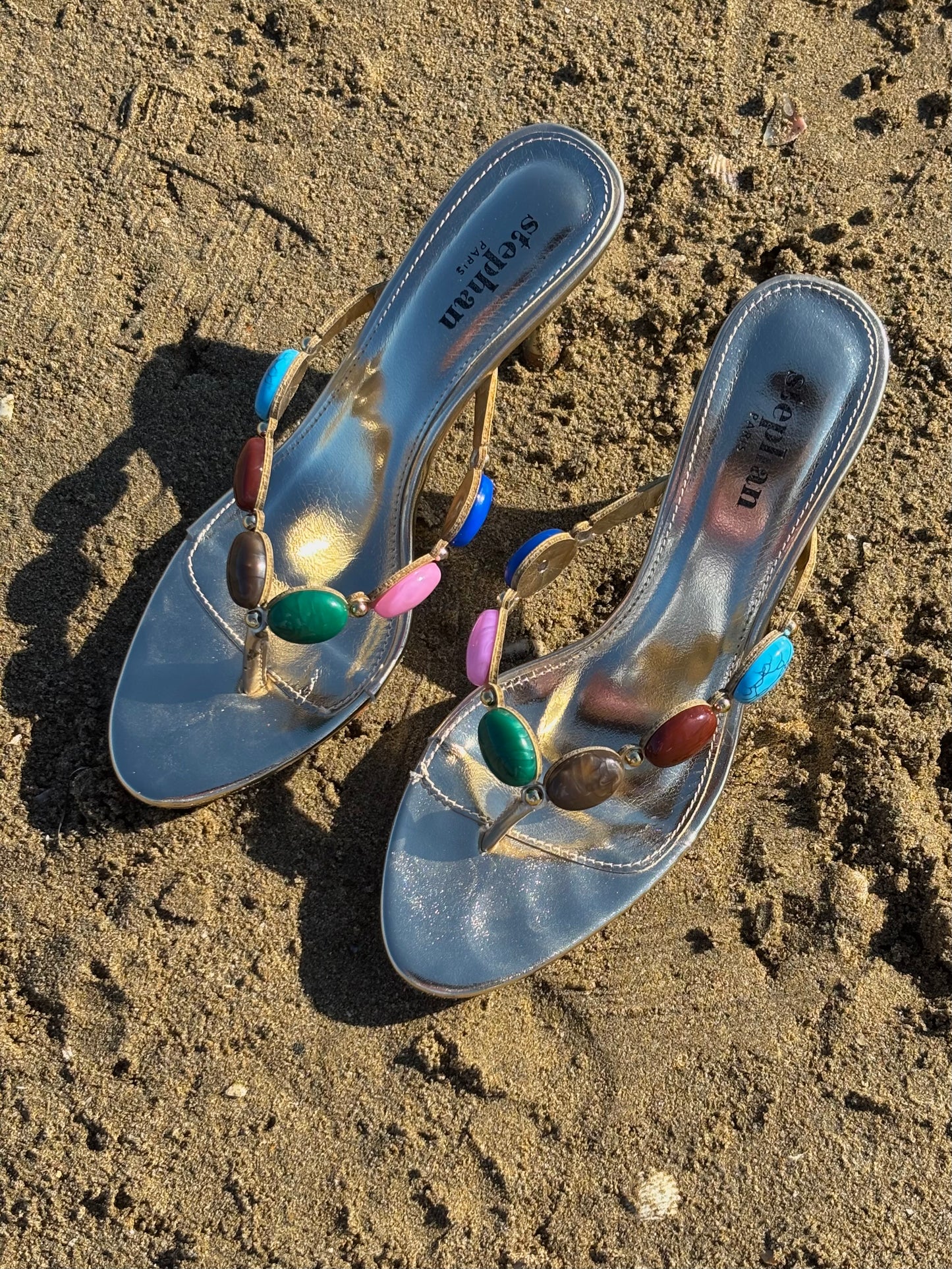 Talons dorés avec pierres colorées Ibiza