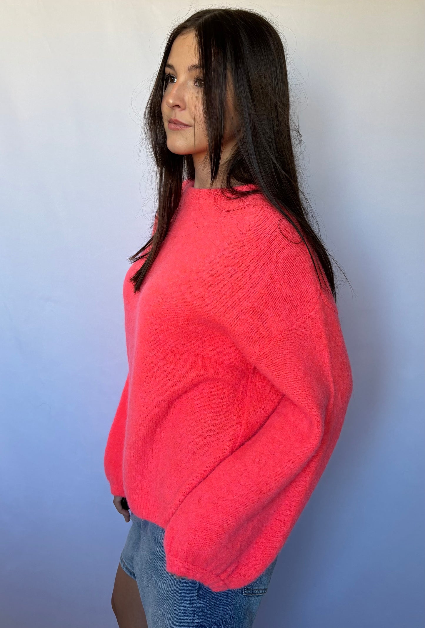 Pull en alpaga et laine mélangé - corail