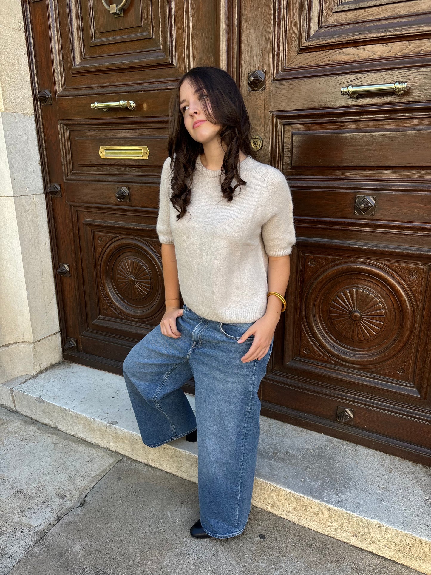 Pull à manches courtes - beige