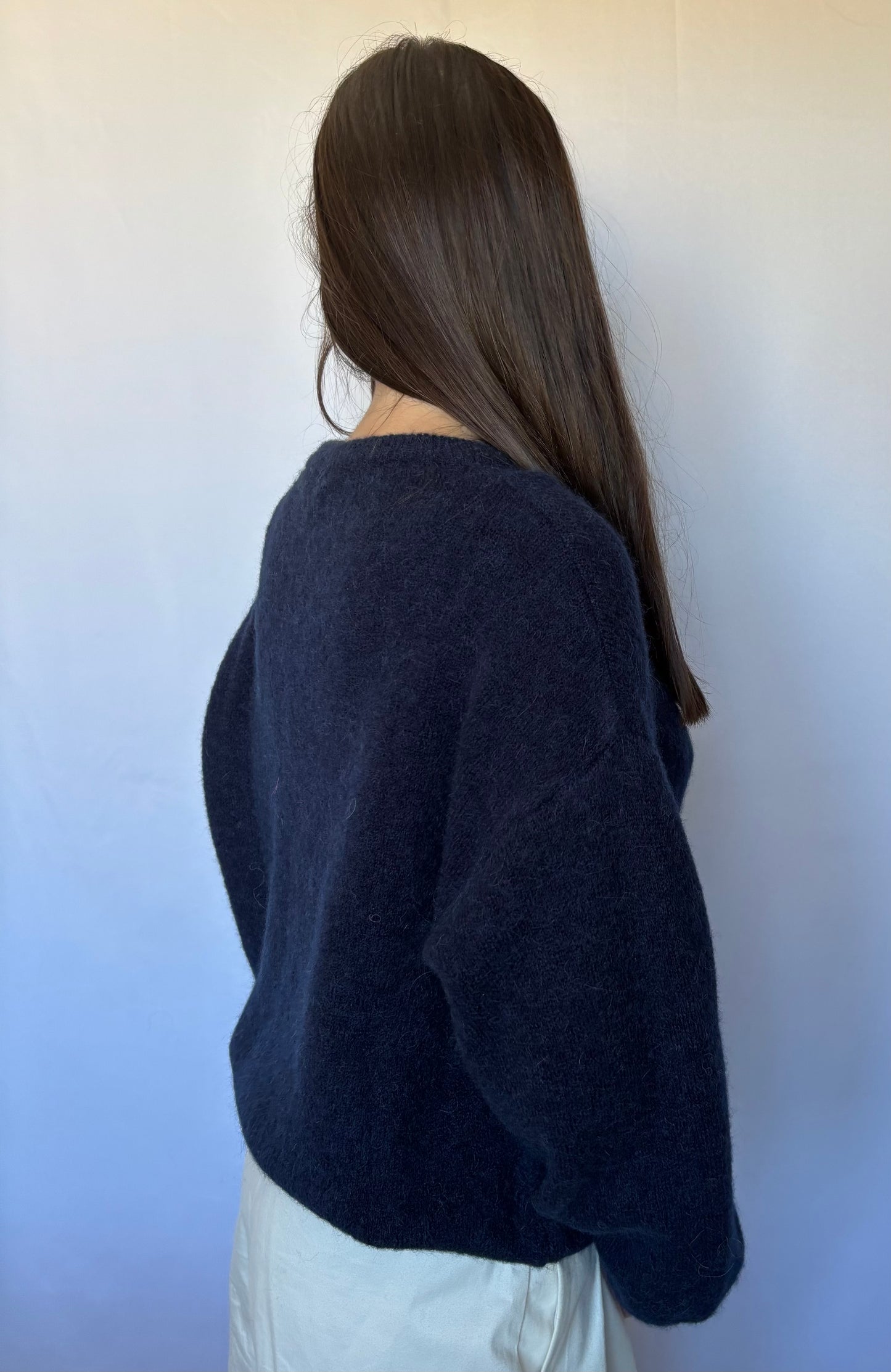 Pull en alpaga et laine mélangé - marine
