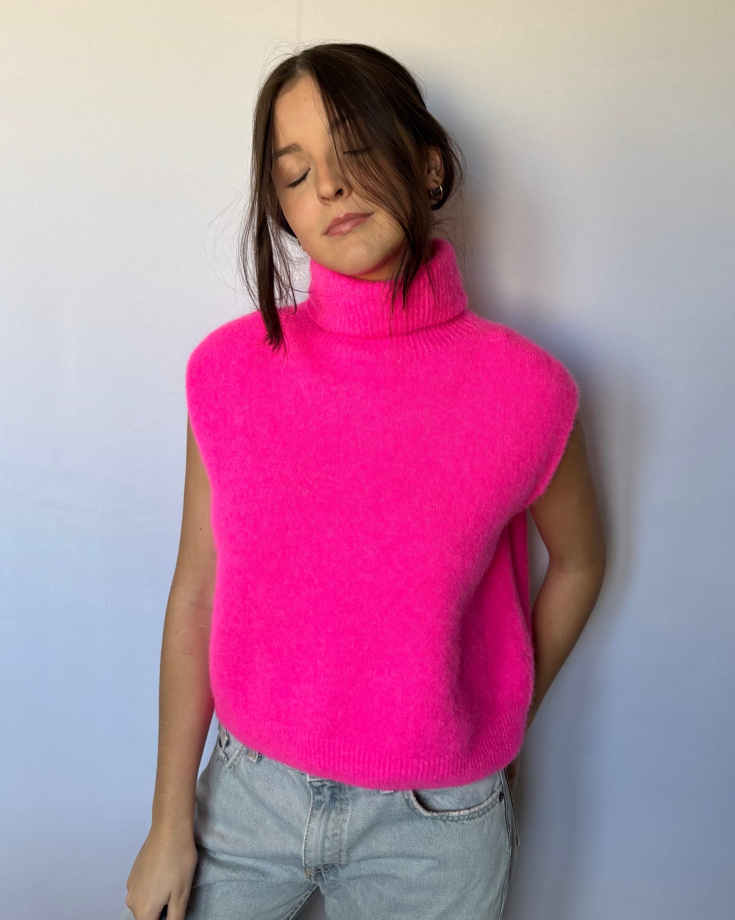 Pull à col roulé - fuschia