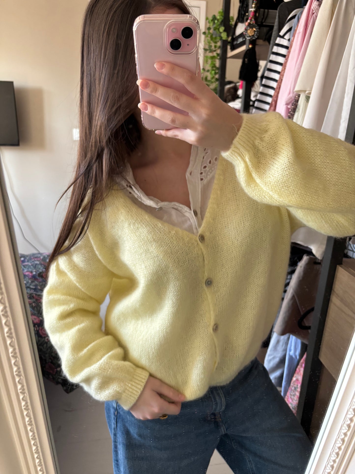 Gilet à col V - jaune clair