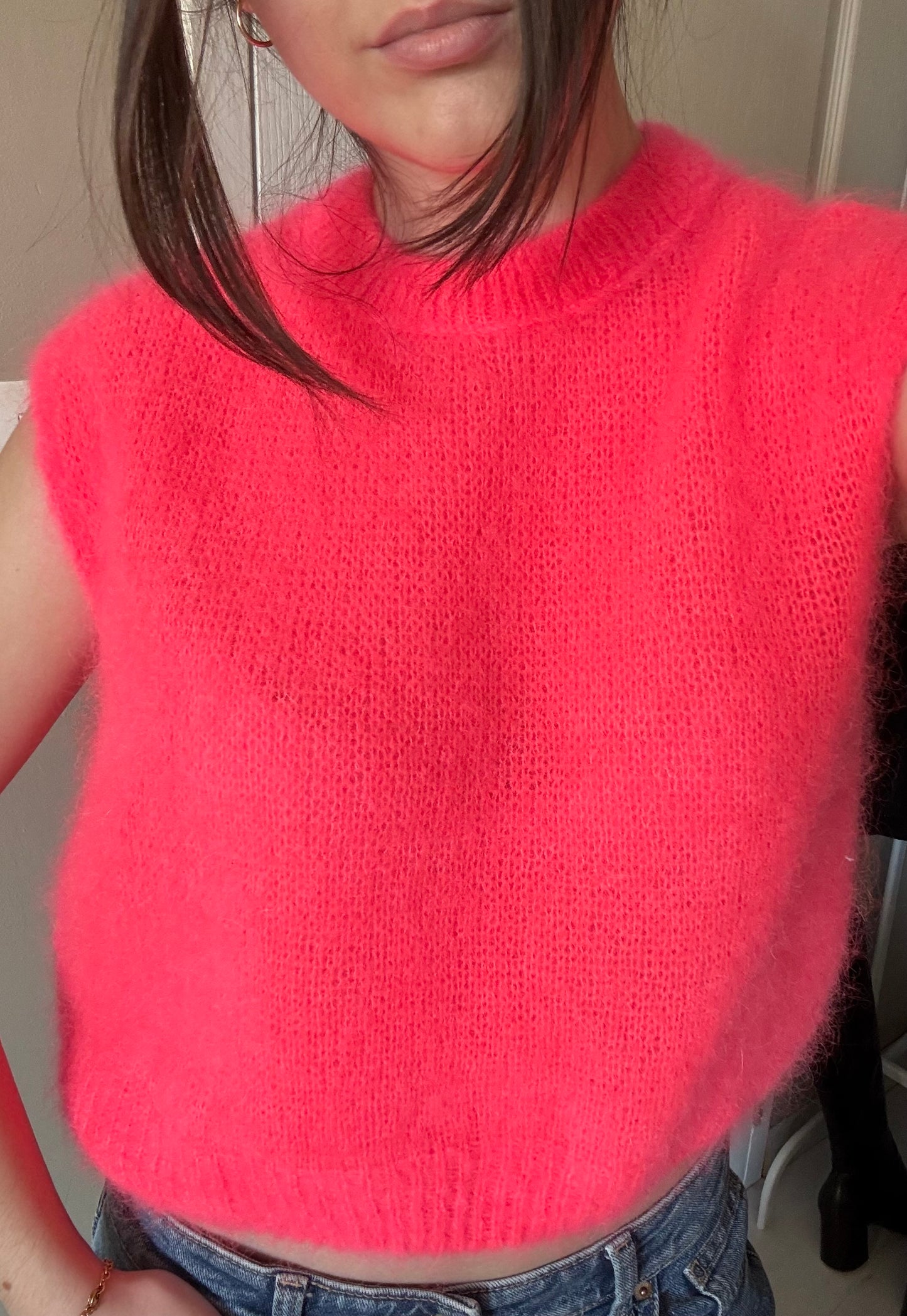 Pull sans manches - corail