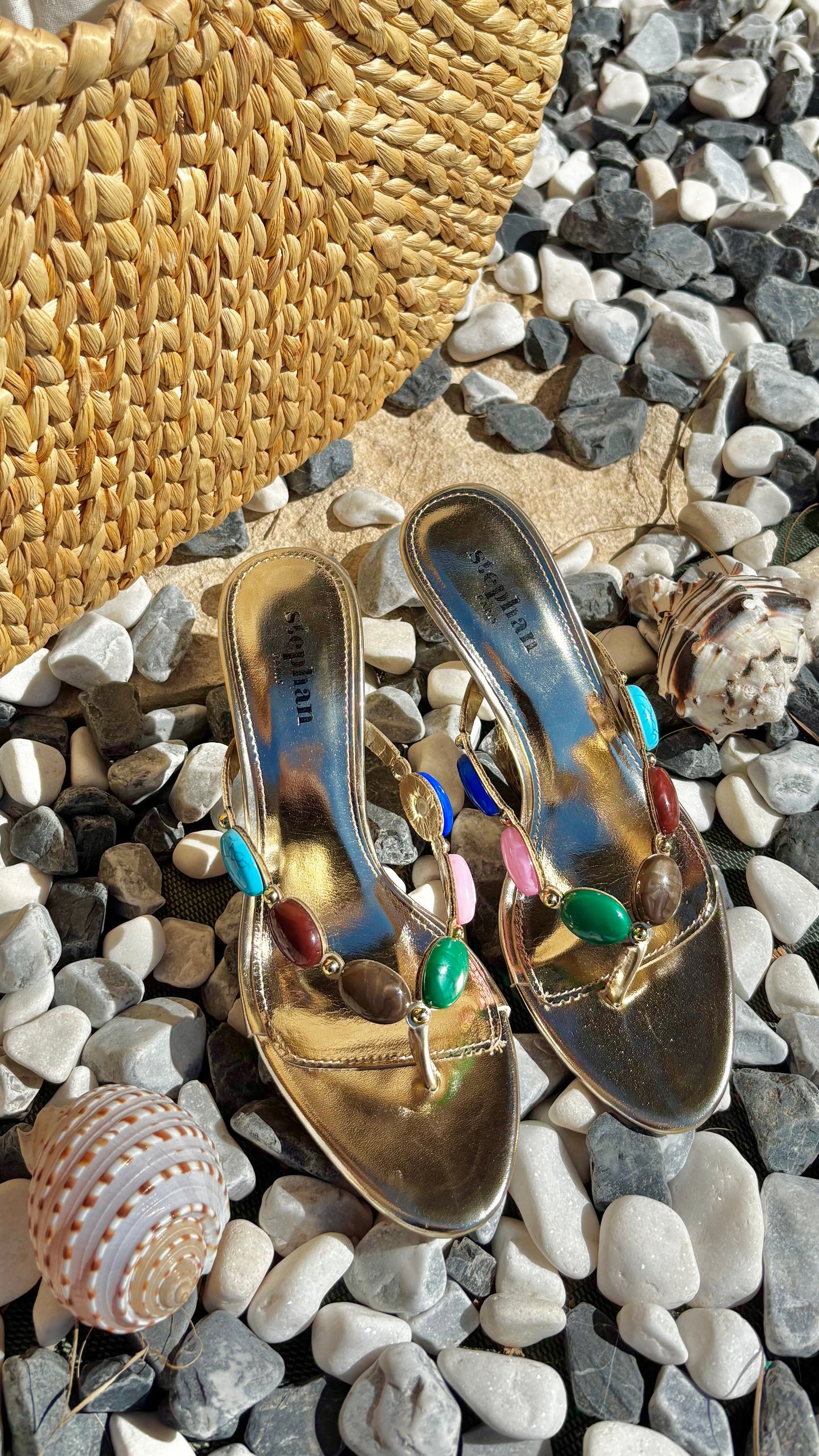 Talons dorés avec pierres colorées Ibiza