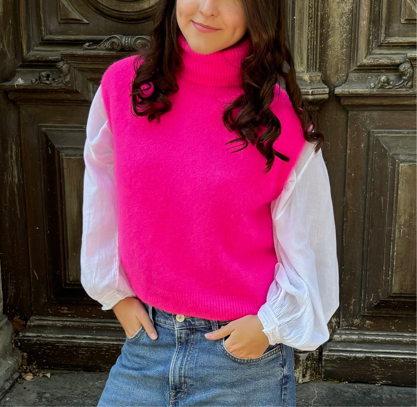 Pull à col roulé - fuschia