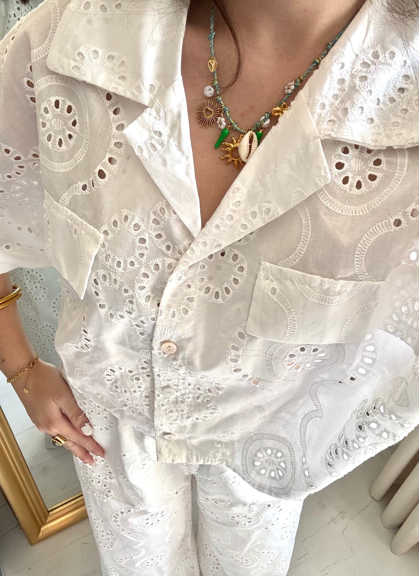 Ensemble en broderies anglaises - blanc