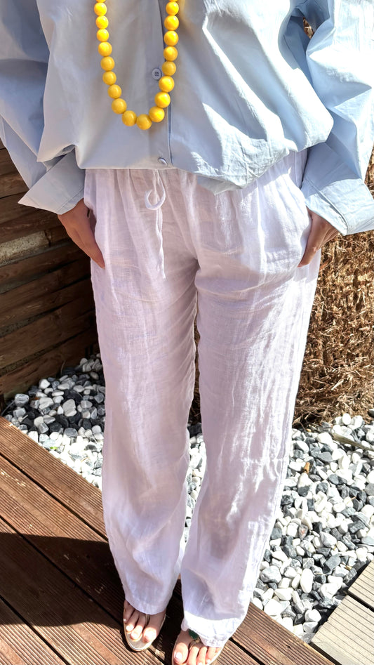 Pantalon droit en lin - blanc