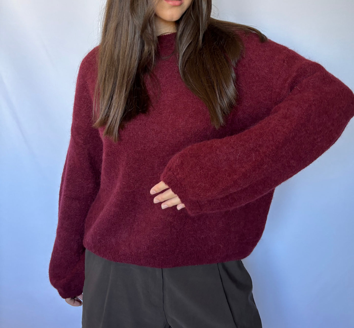 Pull en alpaga et laine mélangé - bordeaux