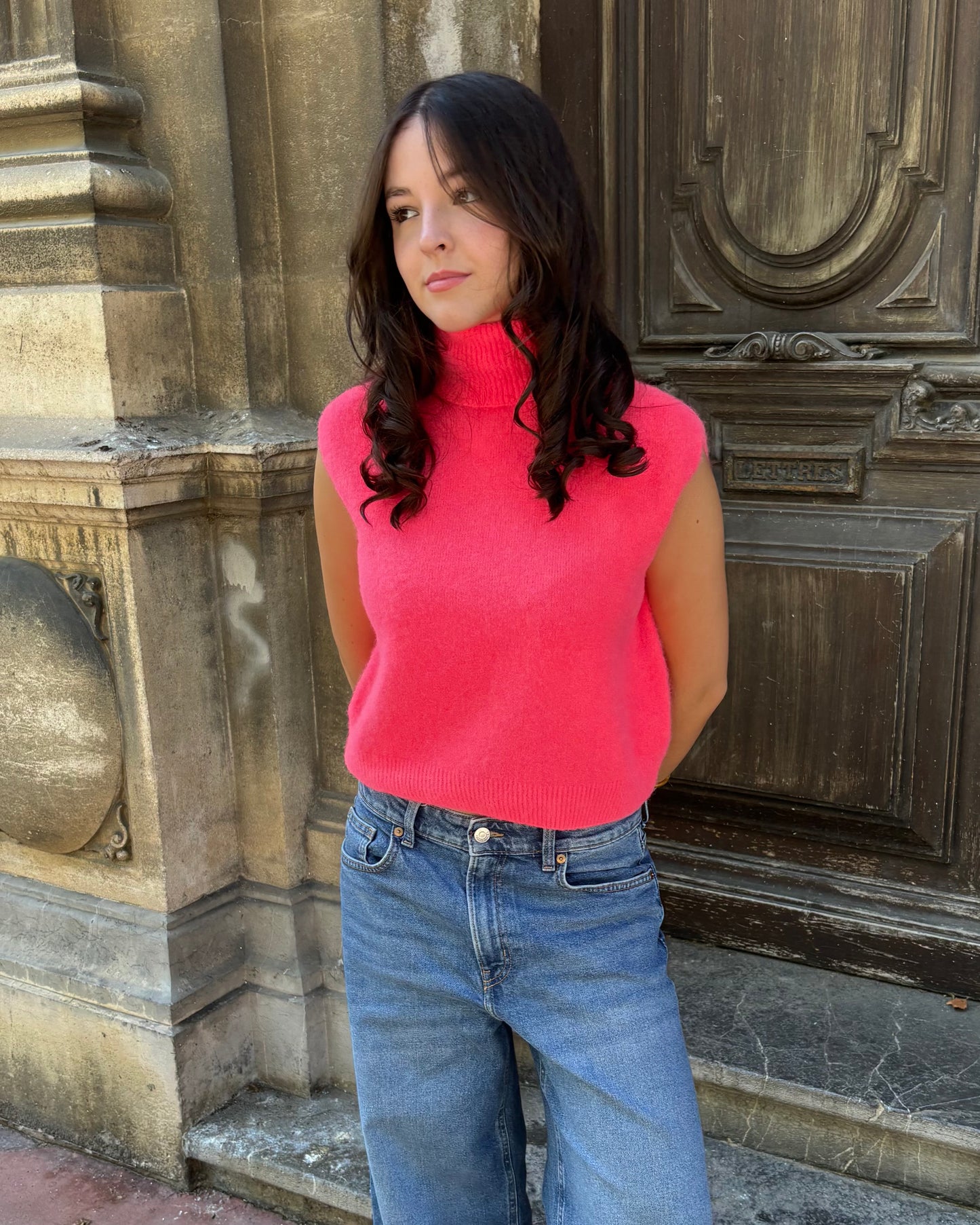 Pull à col roulé - corail