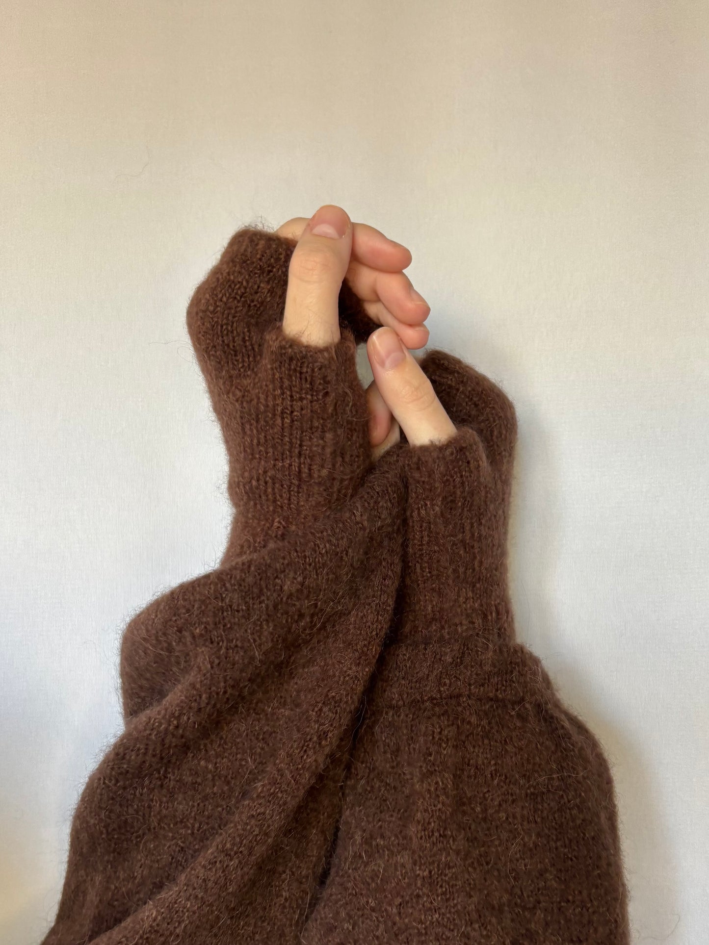 Mitaines en alpaga mélangé - marrons