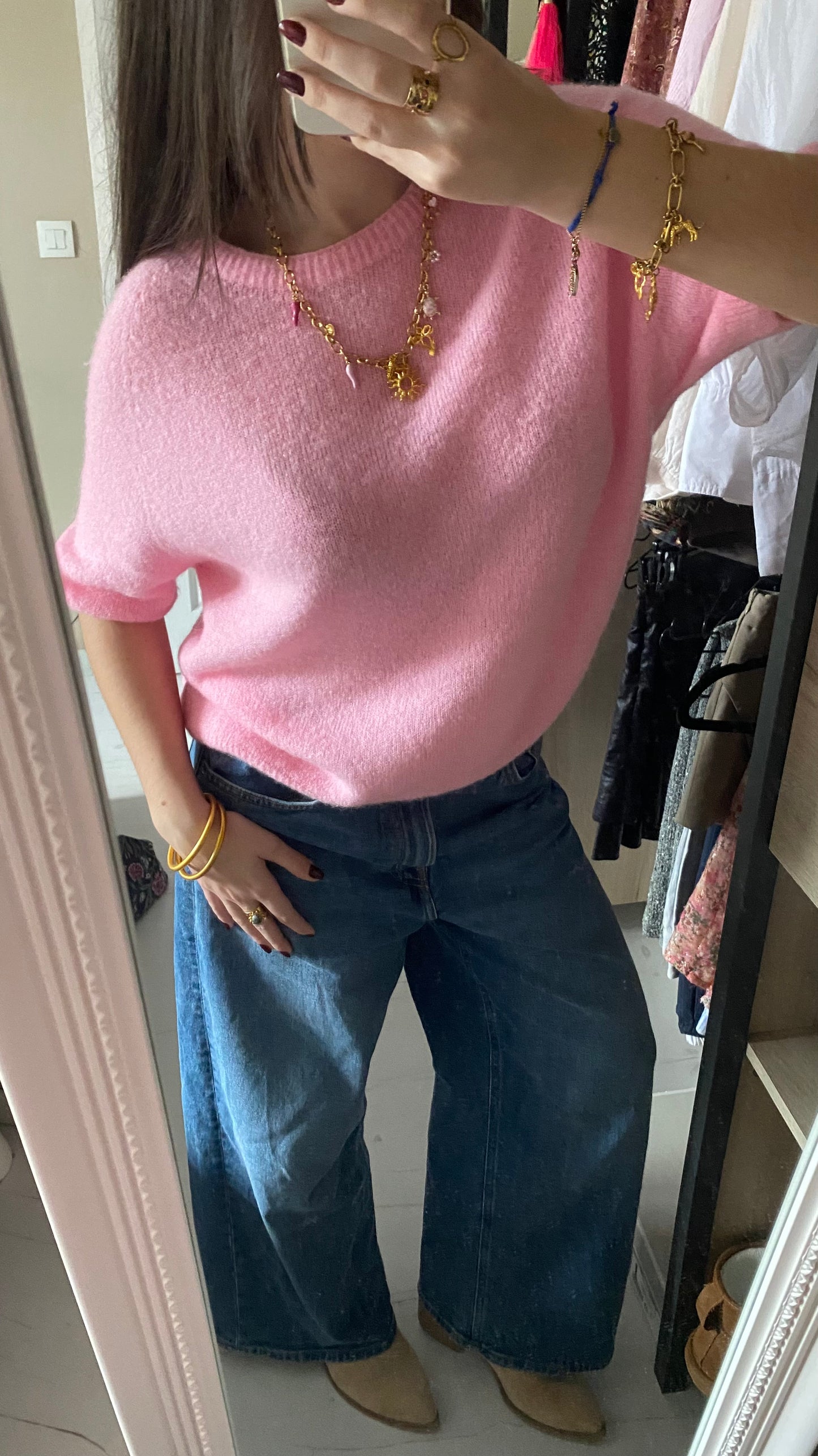 Pull à manches courtes - rose