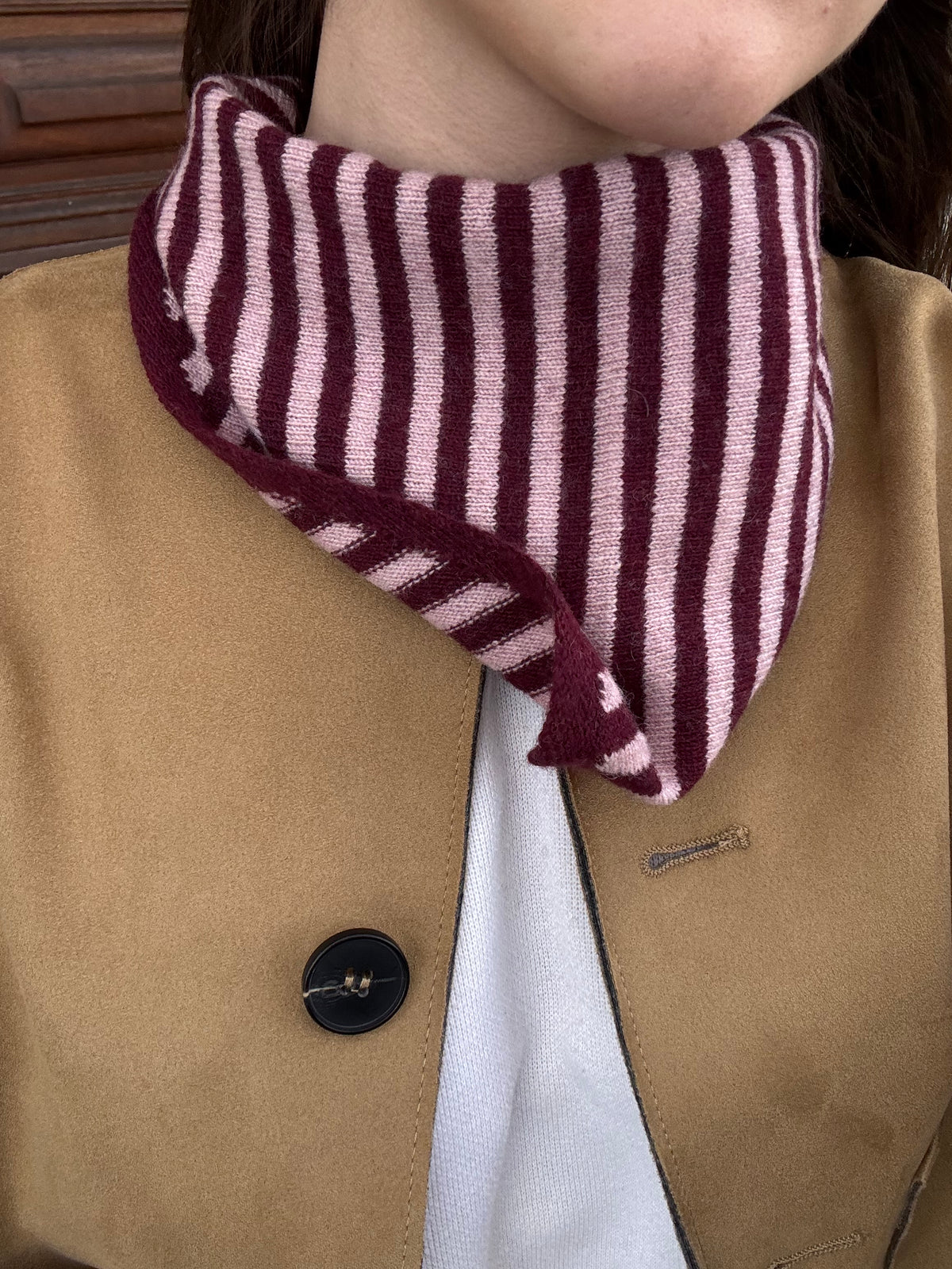 Foulard cachemire et laine bordeaux rose - Emylou Boutique