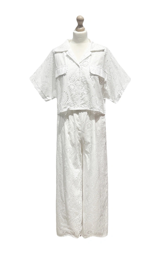 Ensemble en broderies anglaises - blanc