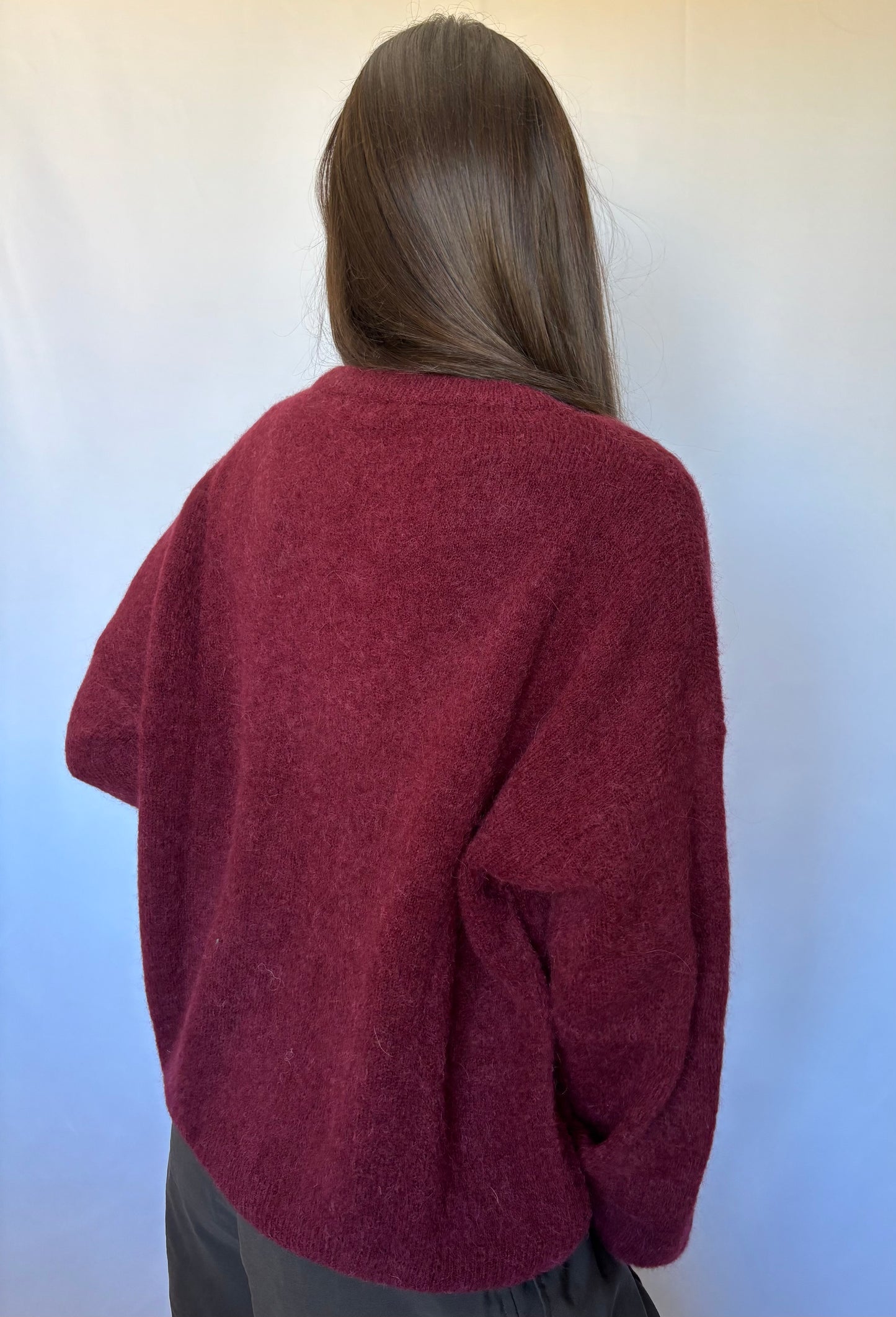 Pull en alpaga et laine mélangé - bordeaux