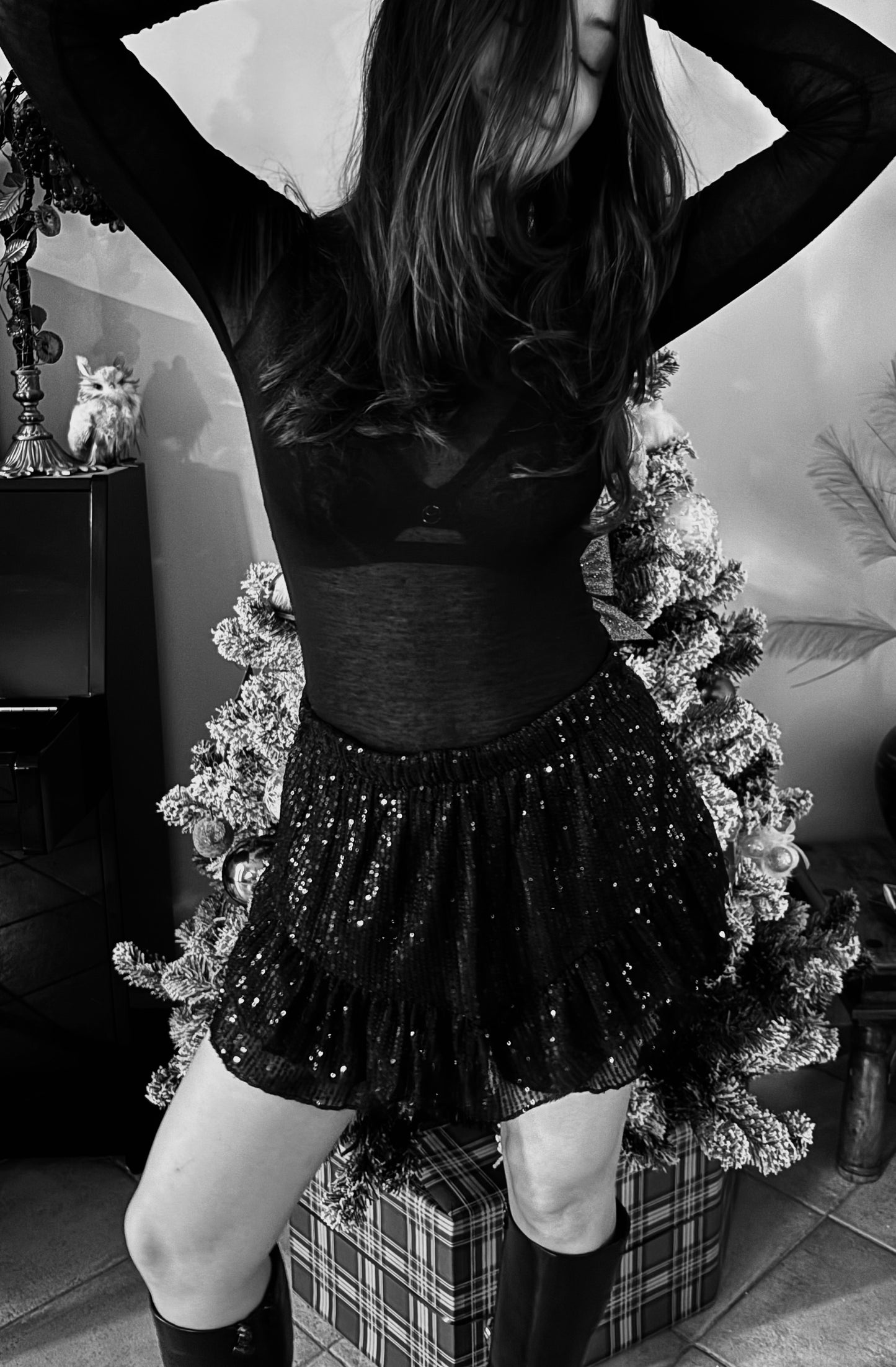 Jupe-short à sequins - noire