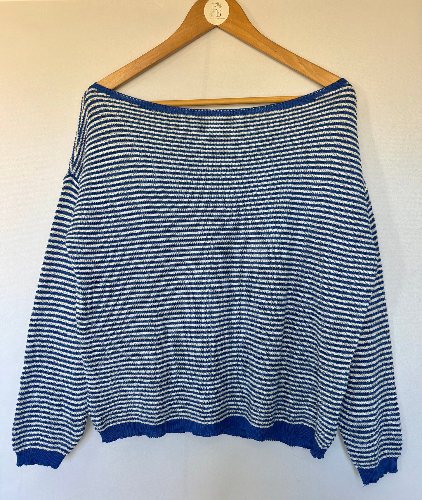Top manches longues à rayures asymétrique - bleu