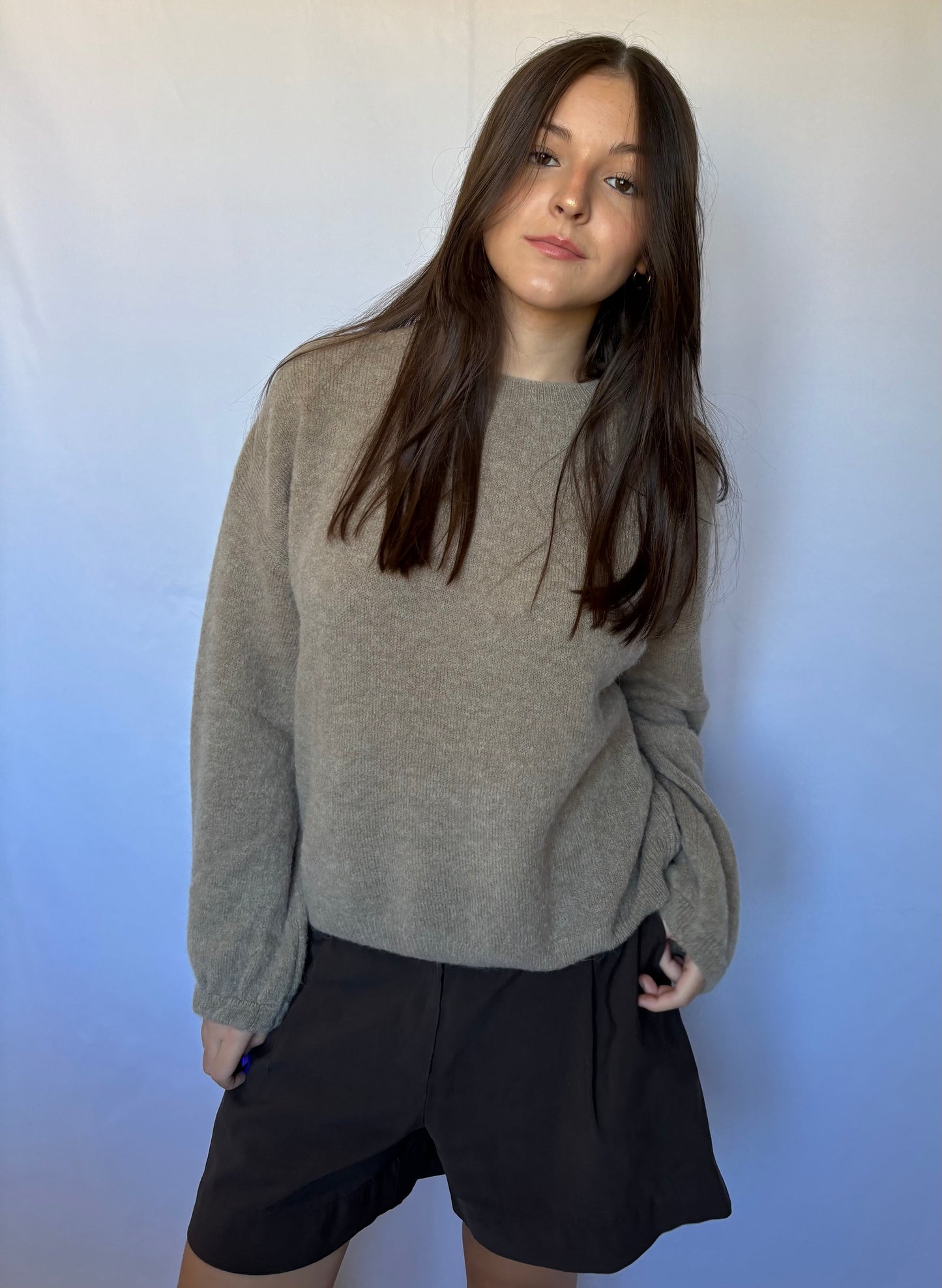Pull en alpaga et laine mélangé - taupe