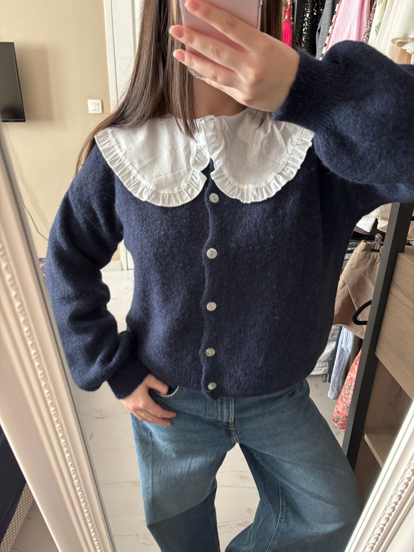 Blouse à col claudine - blanche