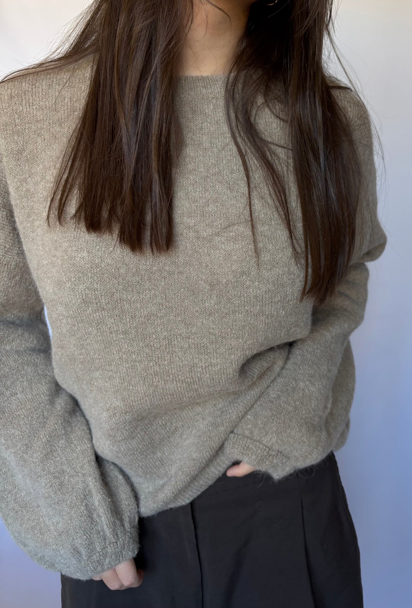 Pull en alpaga et laine mélangé - taupe