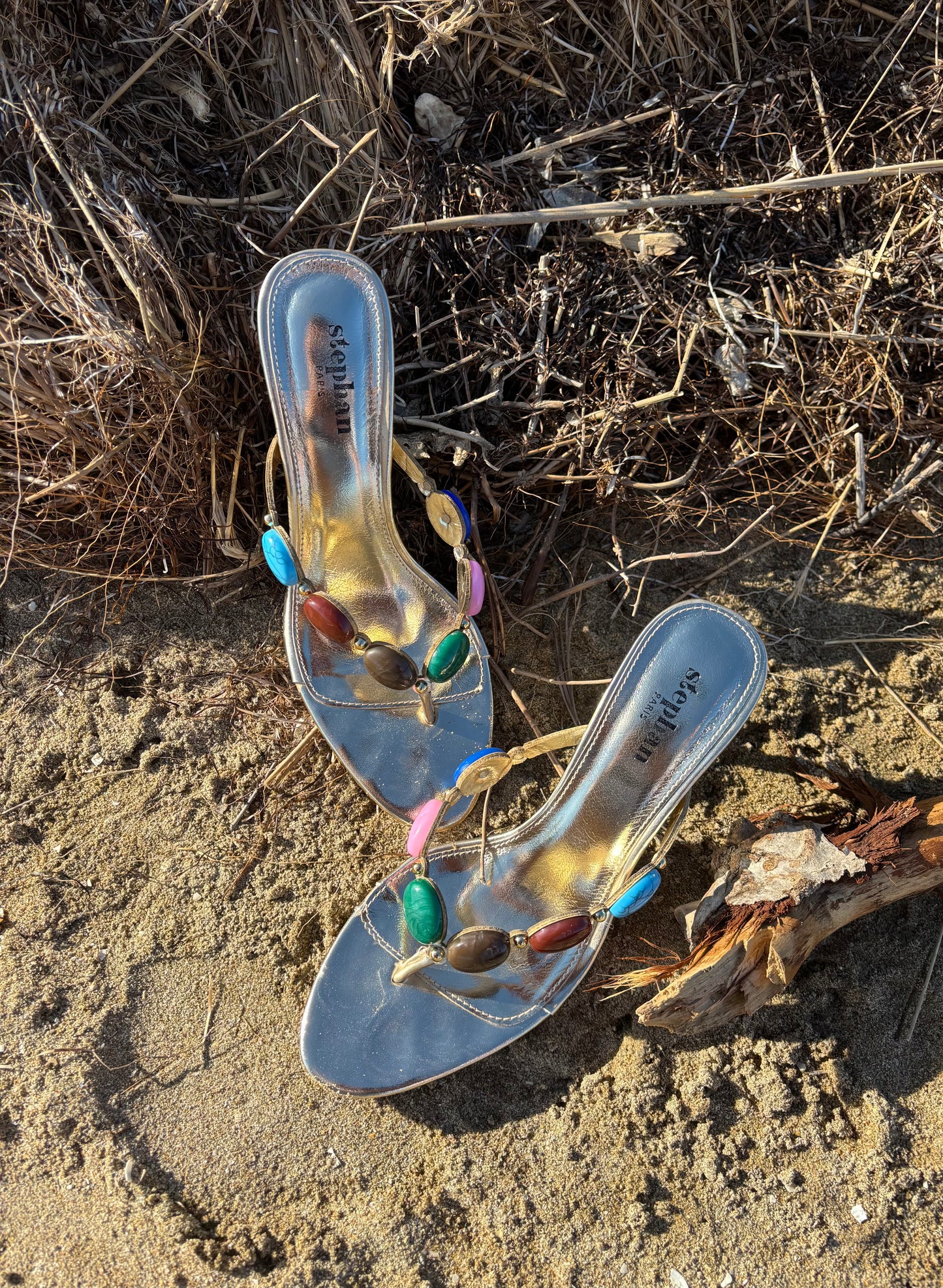 Talons dorés avec pierres colorées Ibiza
