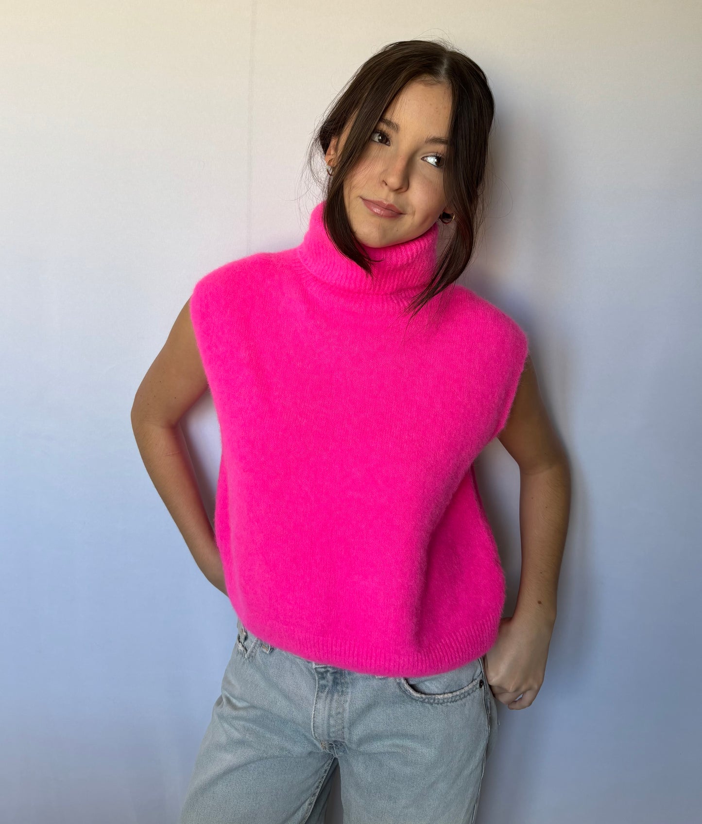 Pull à col roulé - fuschia