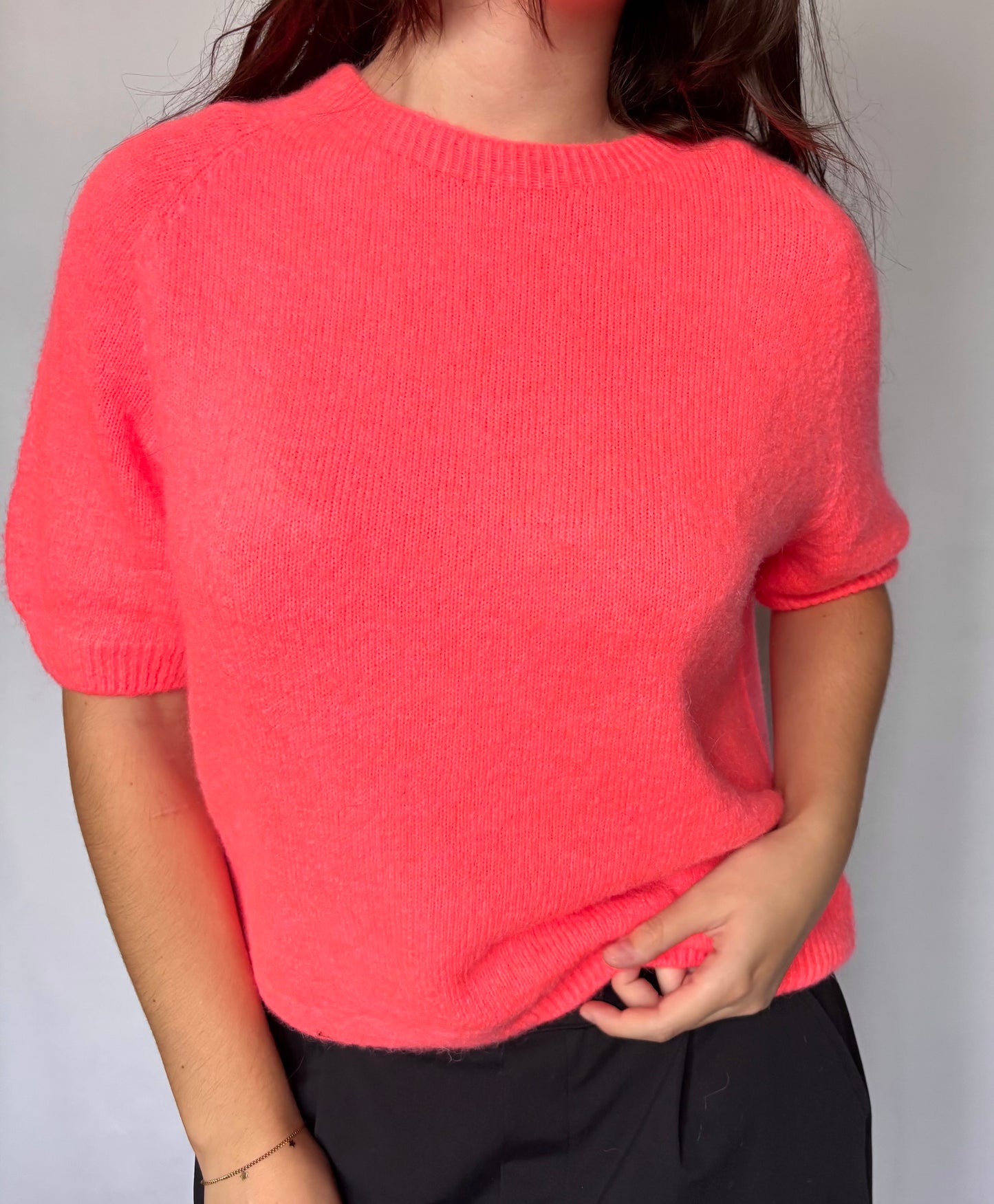 Pull à manches courtes - corail
