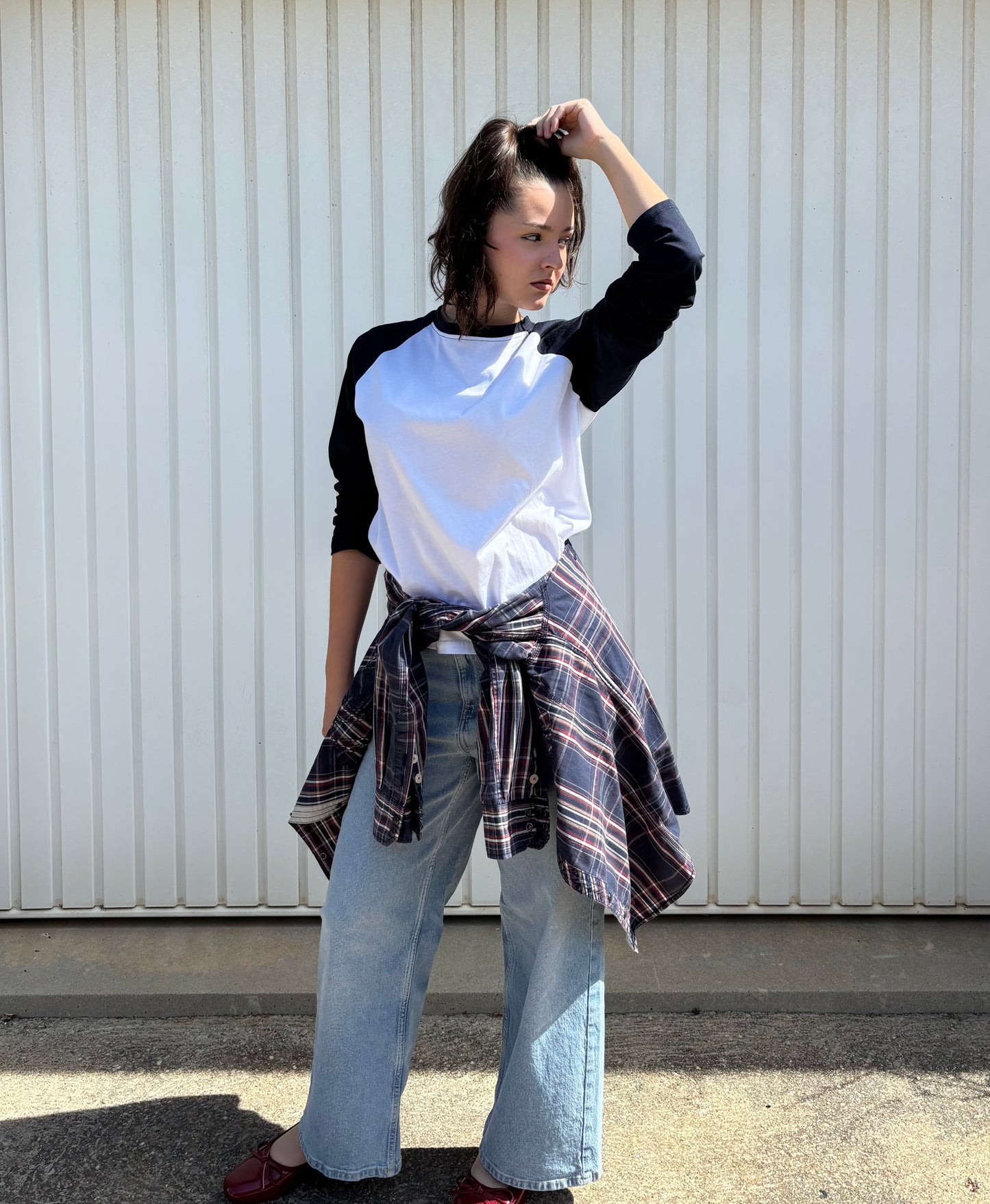 T-shirt manches raglan en coton - Bleu marine