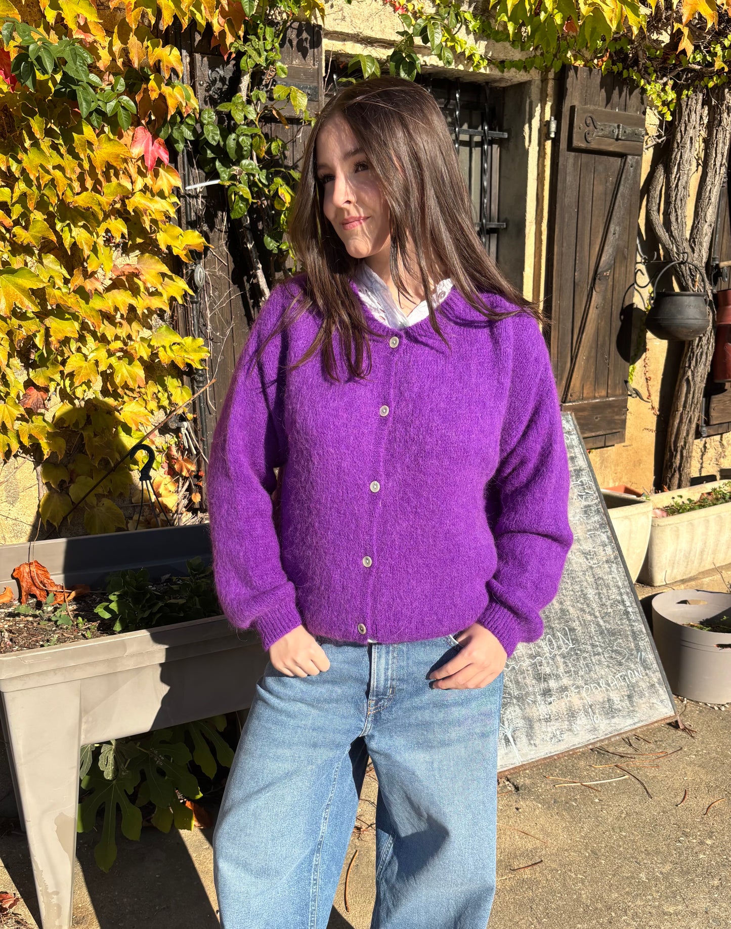 Gilet à col rond - violet