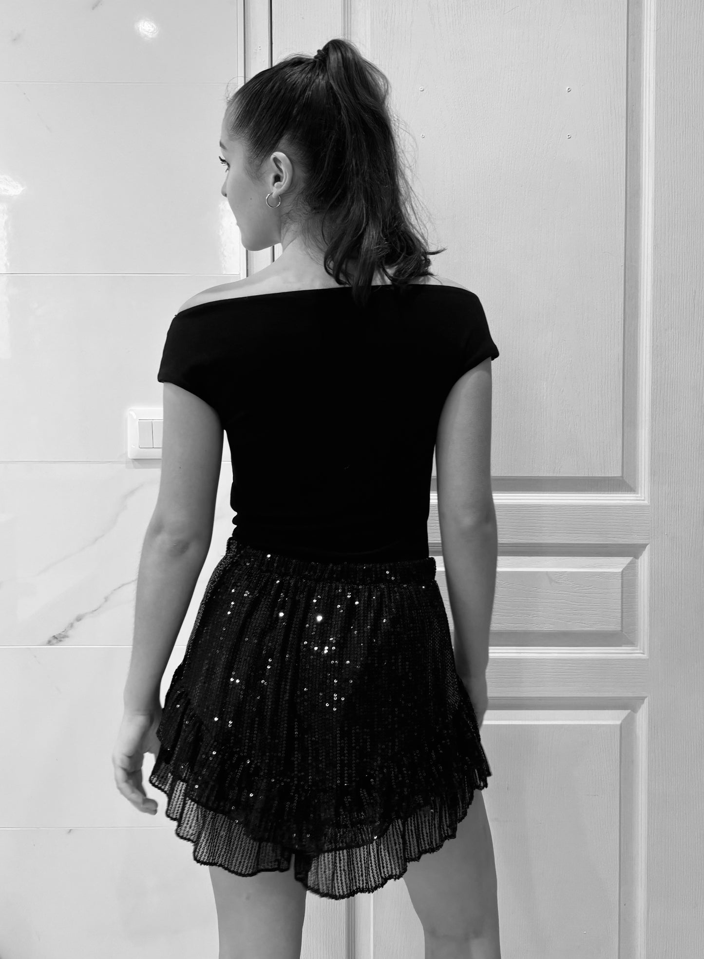 Jupe-short à sequins - noire
