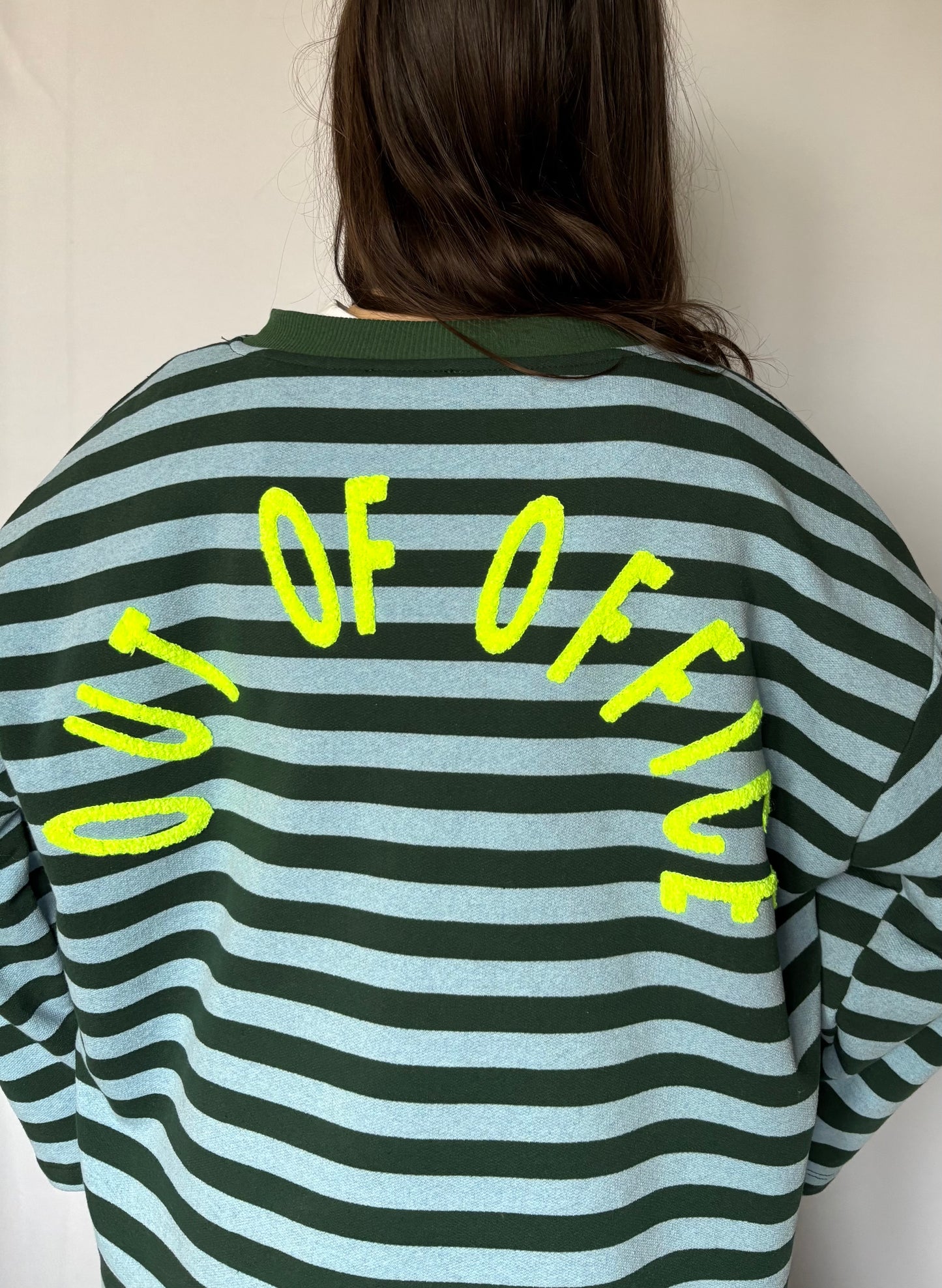 Marinière « Out of office » - Vert et bleu ciel