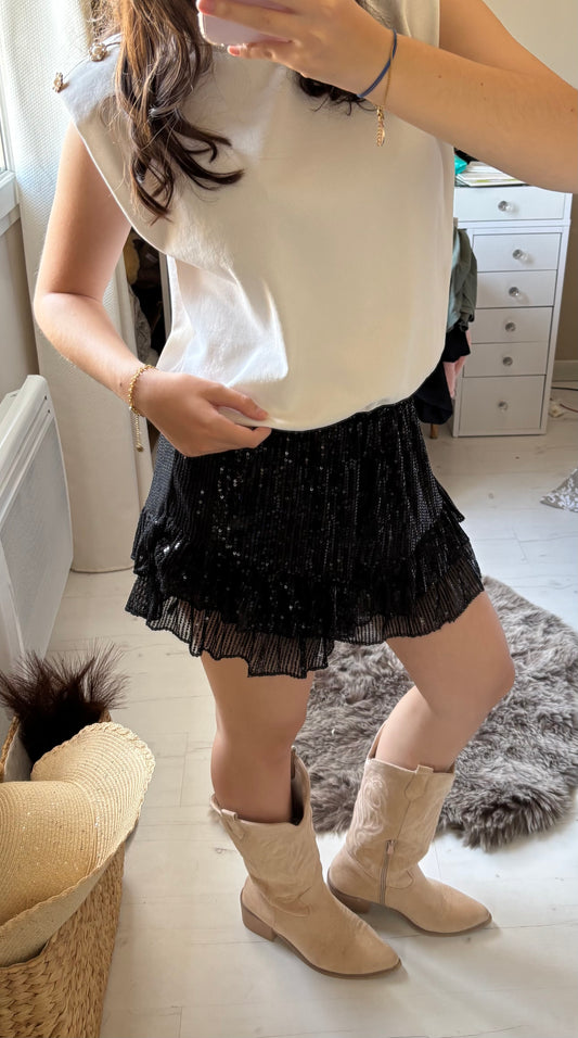Jupe-short à sequins - noire