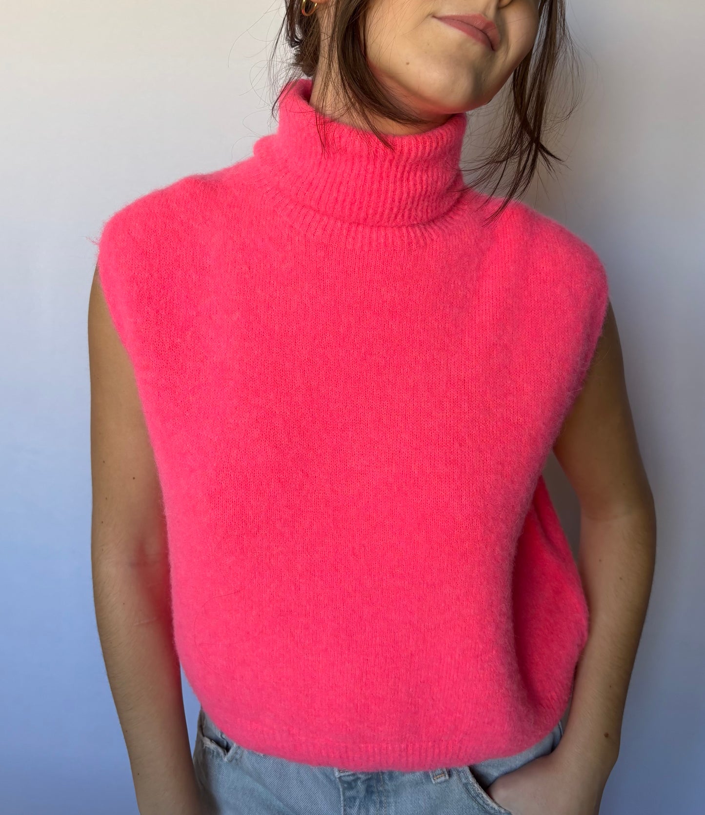 Pull à col roulé - corail