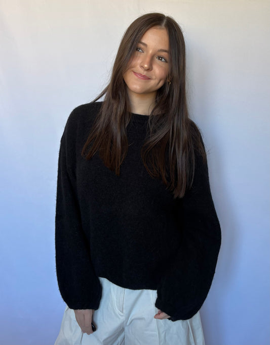 Pull en alpaga et laine mélangé - noir