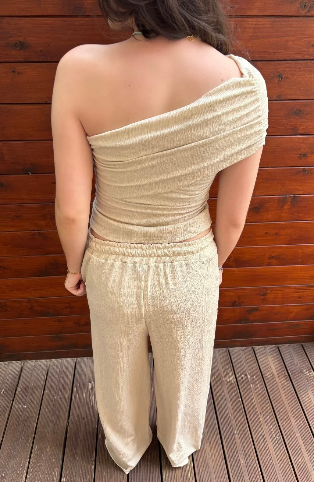 Ensemble top et pantalon à texture - beige (édition limitée)