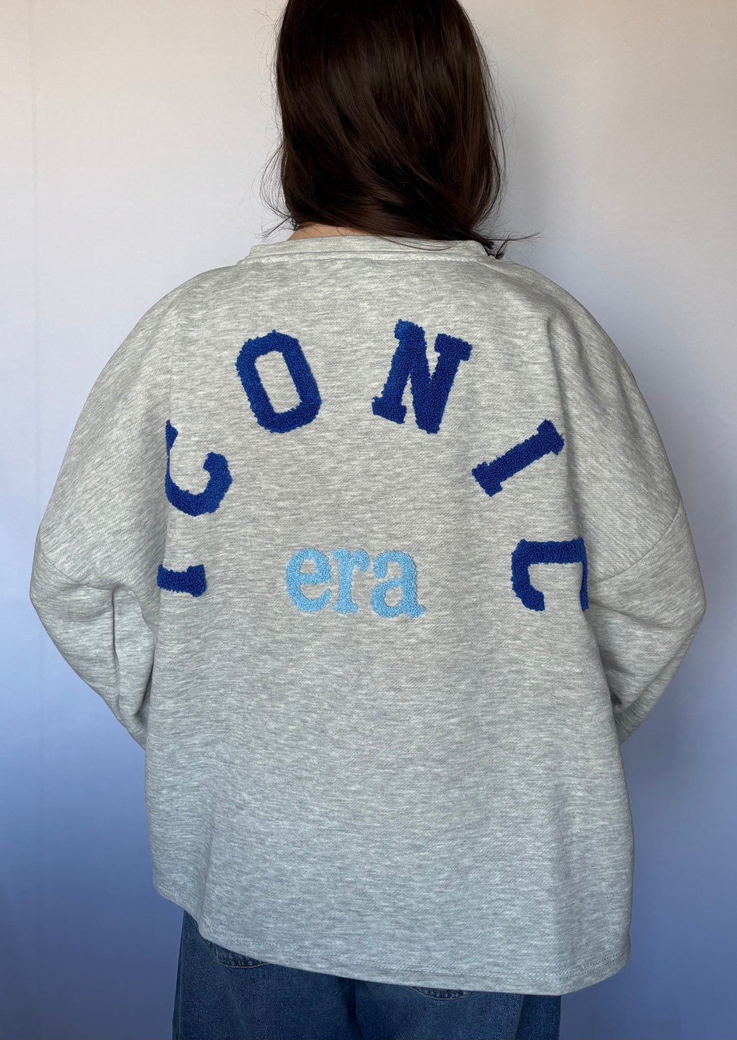 Sweat molletonné « Iconic Era » en coton - gris et bleu