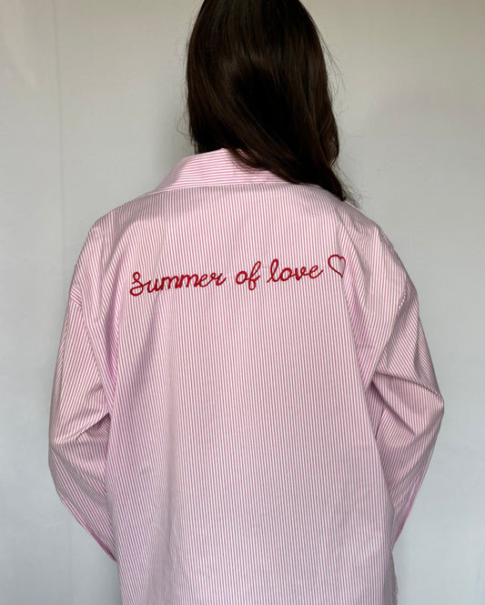 Chemise brodée « summer of love » rose