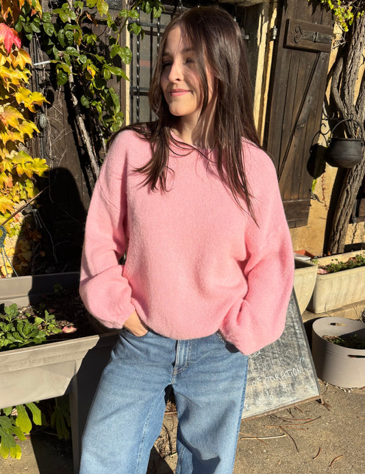 Pull en alpaga et laine mélangé - rose