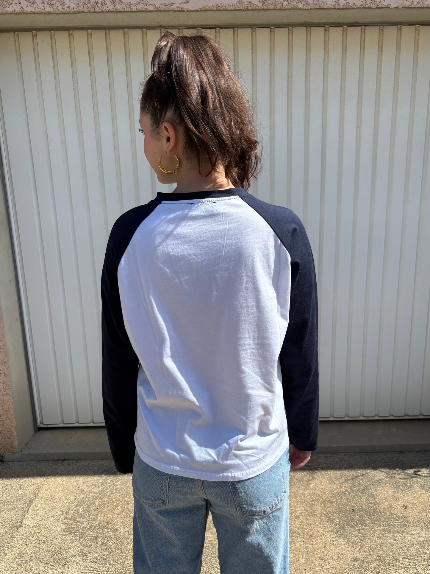 T-shirt manches raglan en coton - Bleu marine