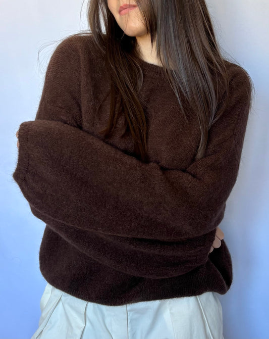 Pull en alpaga et laine mélangé - marron