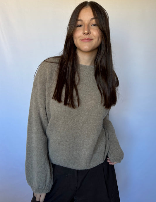 Pull en alpaga et laine mélangé - taupe
